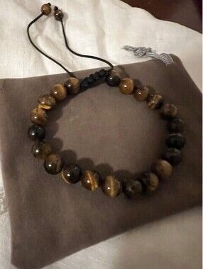 NEW  Natural Stone Beaded Bracelet for Men 8mm Tiger Eye